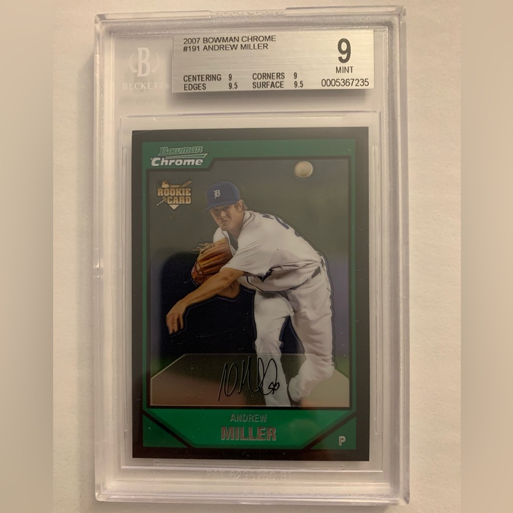 Andrew Miller 2007 Bowman Chrome #191 BGS Mint 9 RC Tigers